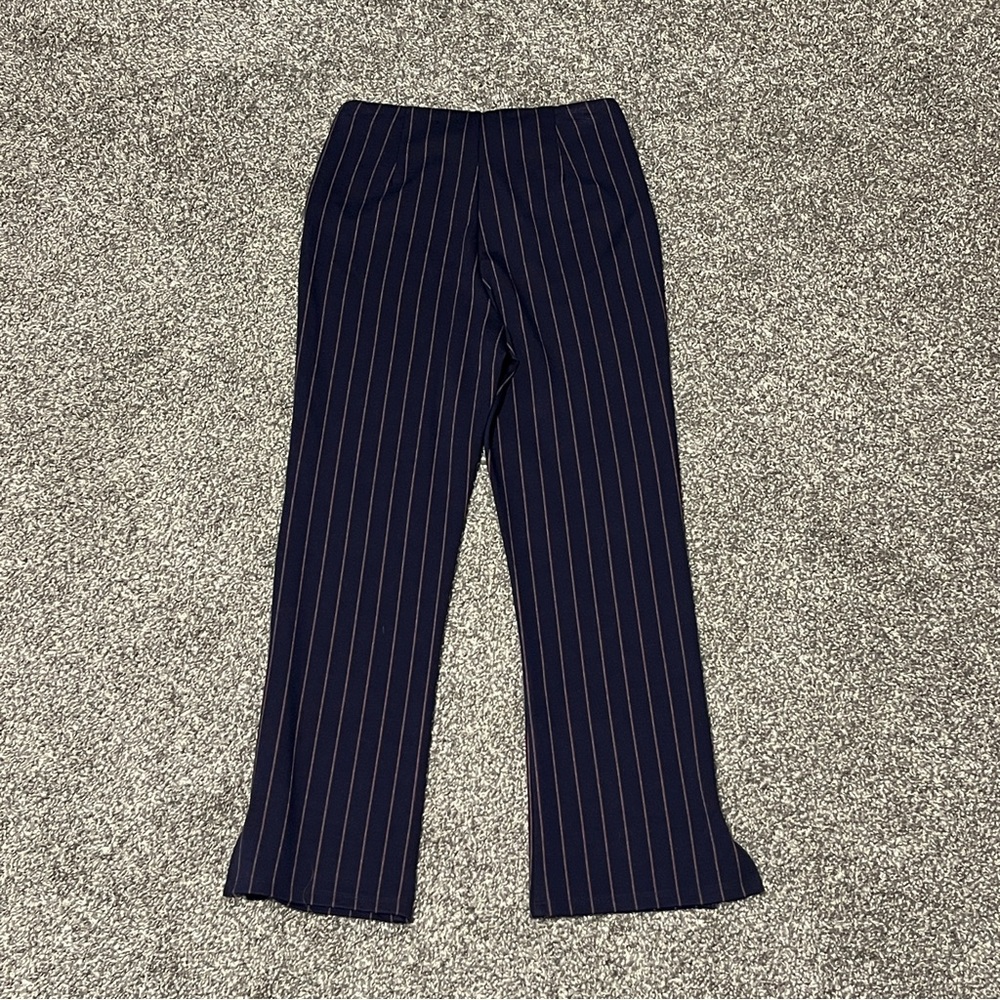 Lysse Navy Blue Striped Cropped Pants Size S - Picture 3 of 9